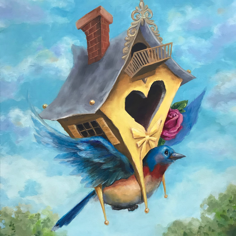 18”x24” Oil on Canvas “Bird House” $720